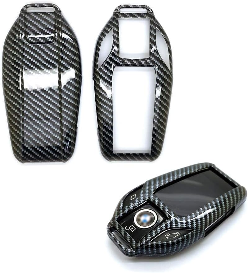 carmonmon Smart Remote Keyless Entry Paint Color Shell Key Case Cover Fit for BMW 5 Series(2018) 528Li 530Li 540Li,BMW 2016 2017 2018 7 Series G11 G12 (Carbon Gloss Fiber)