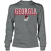Georgia Men's Distressed Team Logo Smoke Grey Long Sleeve T Shirt