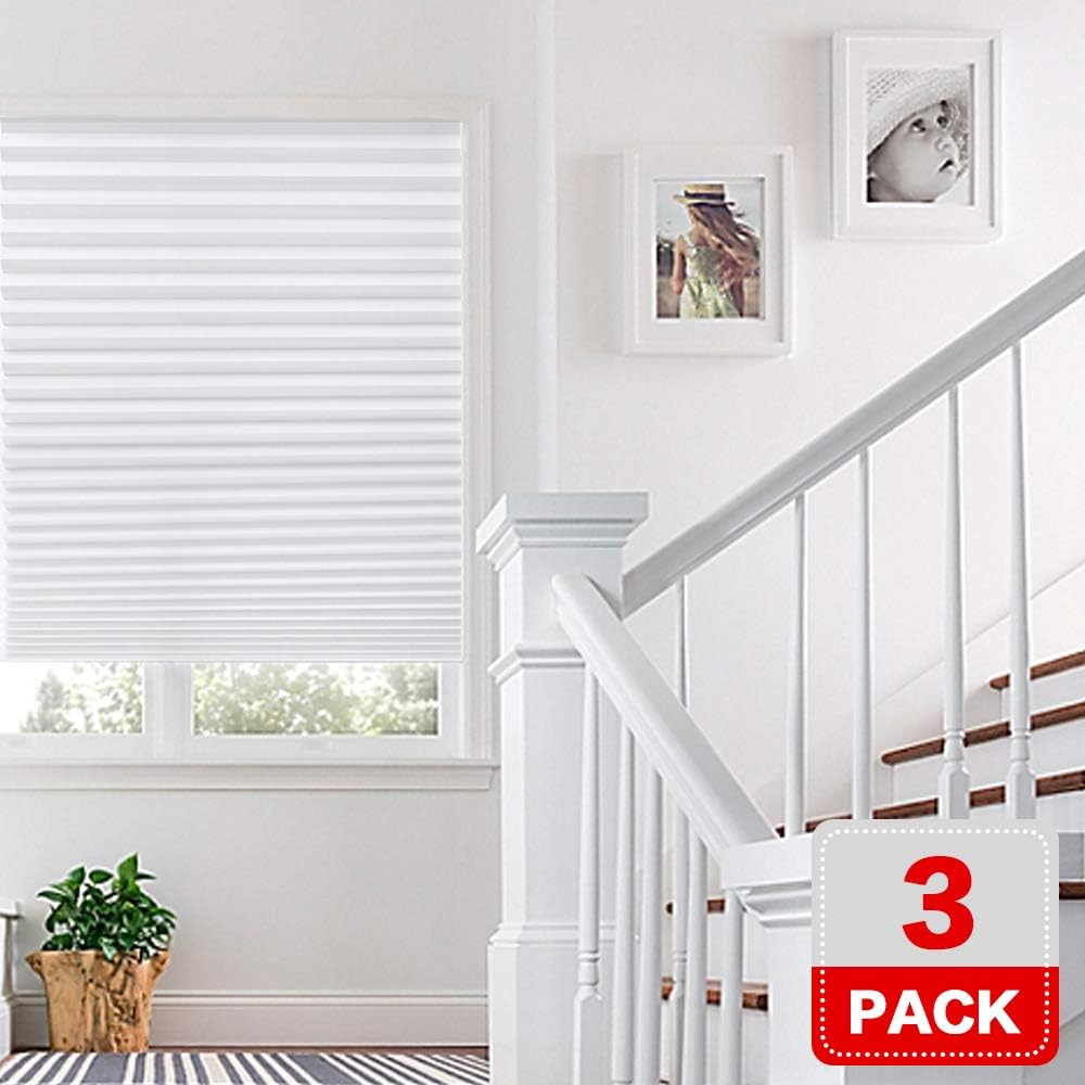 H.VERSAILTEX 3 x White Affordable Instant Temporary Pleat Paper Blinds