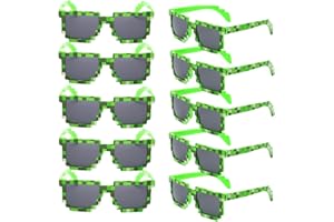 kilofly 10pc 8-Bit Pixel UV Protect Gamer Sunglasses Adult Kids Party Favors