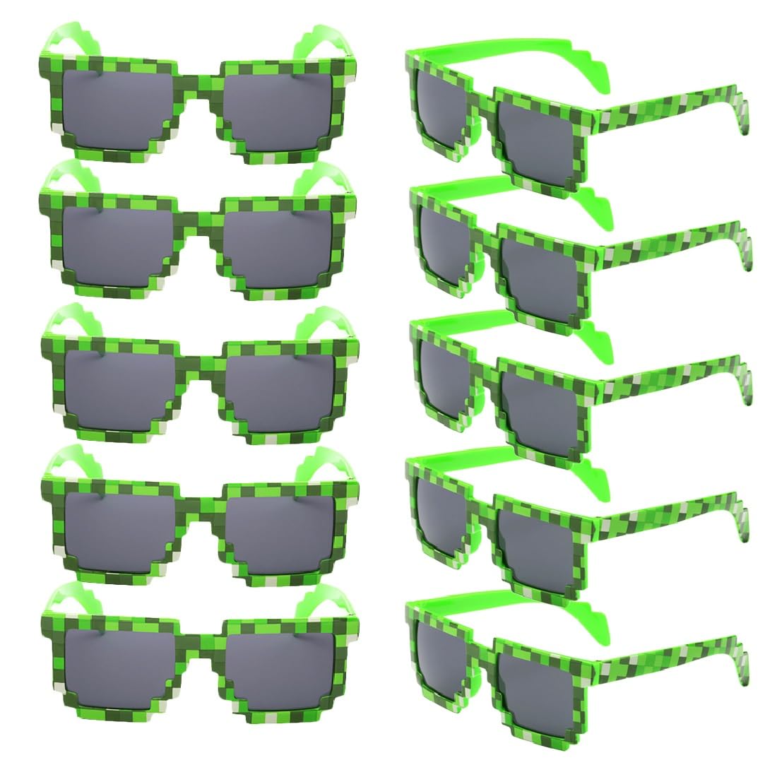 kilofly 10pc 8-Bit Pixel UV Protect Gamer Sunglasses Adult Kids Party Favors — image 1