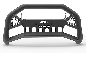 CLAMBER Bull Bar for Toyota Tacoma 2005-2023, Heavy Duty Carbon Steel Front Bumper Guard, Black Textured Powder Finish, Light Mount