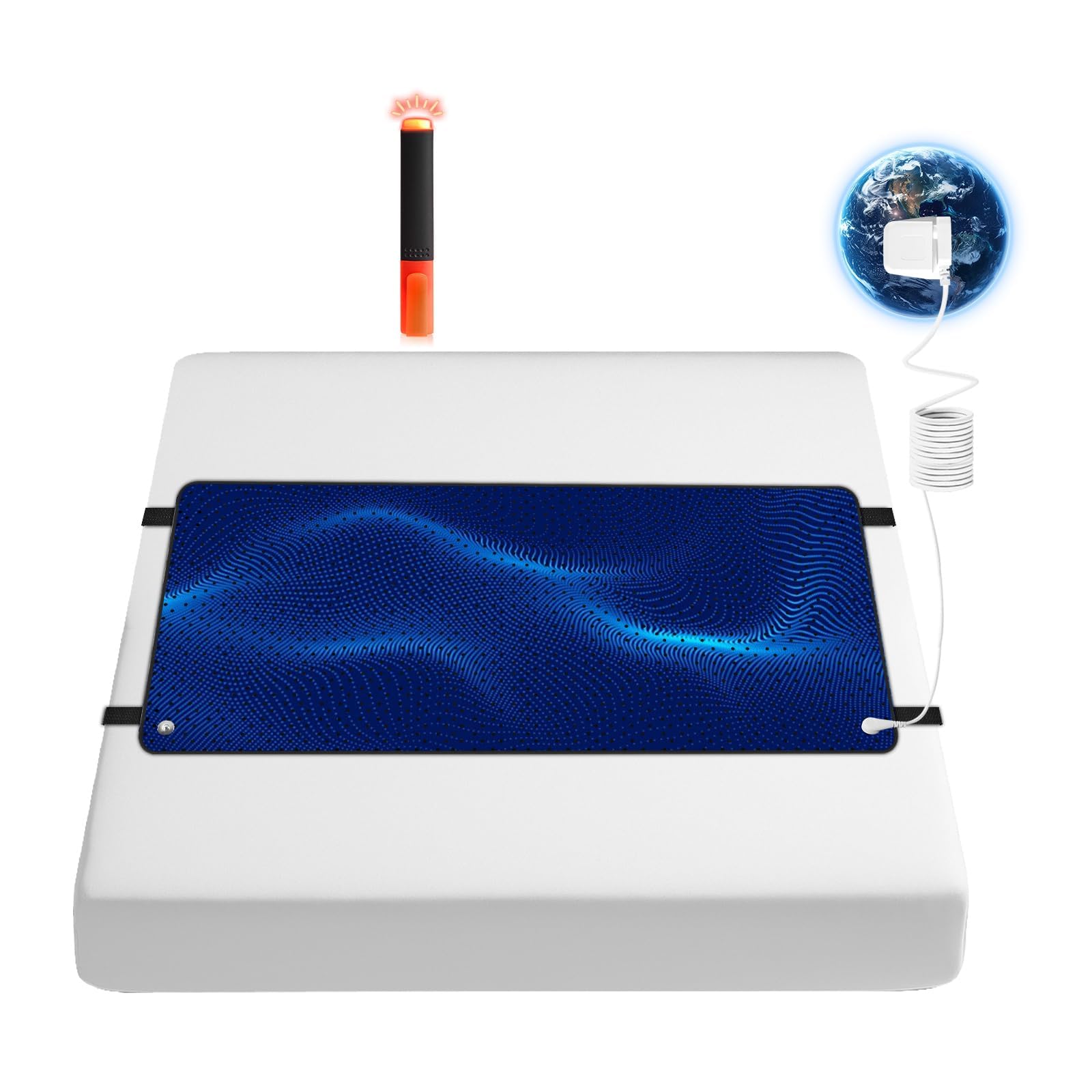 Photo 1 of Grounding Mat for Bed,Energy Mat Grounding Pad for Sleeping, Relieve Stress,Improves Sleep,Anti-Static Mat,Anti-Slip Ground Mattress with 15 Feet Cord and Test Pen (Black,California King 70"x26")