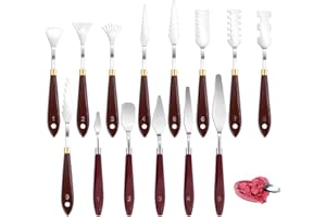 14Pcs Palette Knife Set, FHDUSRYO Stainless Steel Painting Knife, Painting Spatula Pallet Knives with Wood Handle, Oil Painting Accessories for Color Mixing, Oil, Canvas, Acrylic Painting