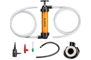 ELEAD Gas Siphon Pump for Gasoline, Multi-Use Fluid Transfer Pump, Oil Liquid Siphon Pumps, Fuel Siphon Tool, Multifunction Hand Inflation Pumps with Inflator Hose adapter, Needle Valve/Balloon adapter