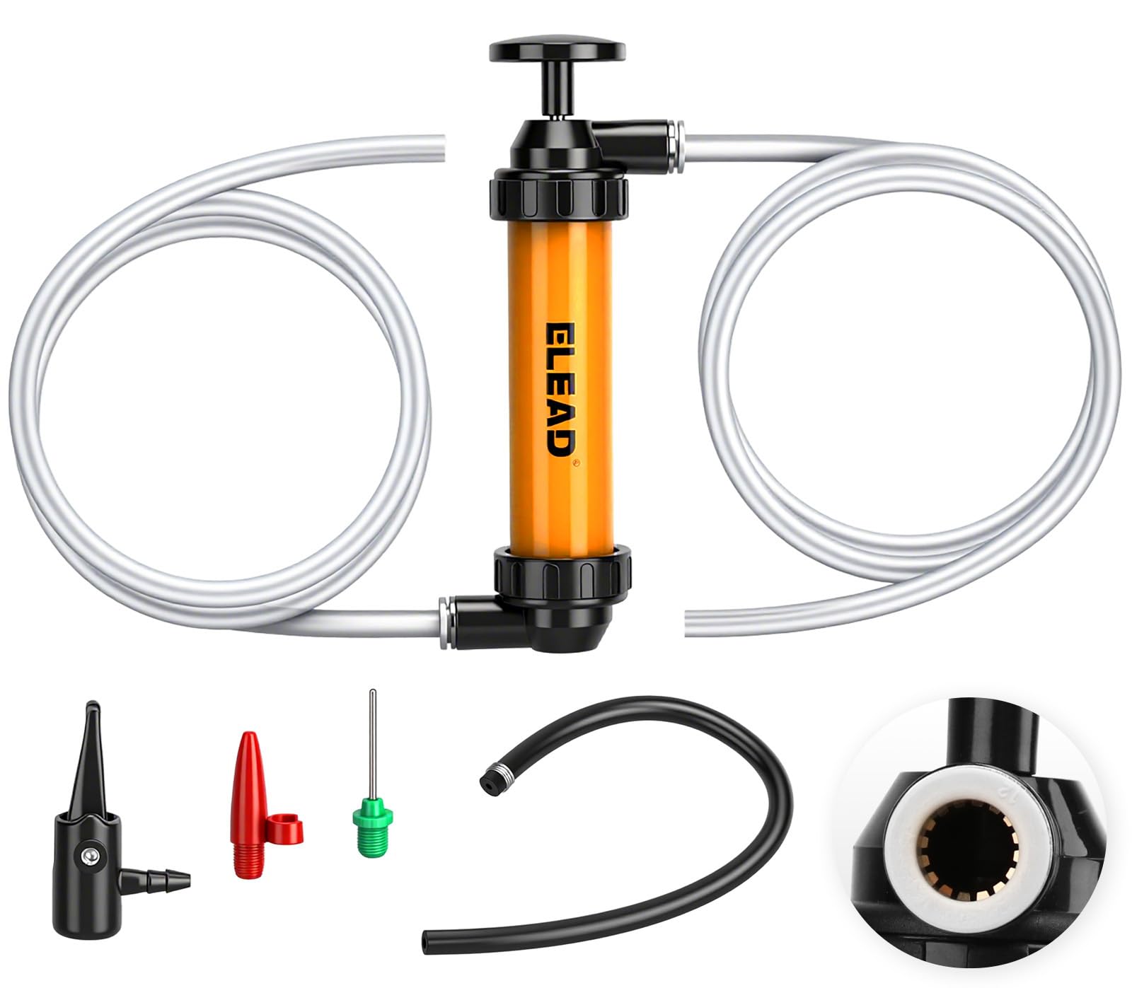 Photo 1 of Gas Siphon Pump for Gasoline, Multi-Use Fluid Transfer Pump, Oil Liquid Siphon Pumps, Fuel Siphon Tool, Multifunction Hand Inflation Pumps with Inflator Hose adapter, Needle Valve/Balloon adapter