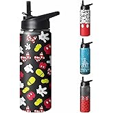 GOODNHAPPY Cute Cartoon Tumbler with Top Handle and Straw Lid Gift for Boys Girls Water Bottle Travel Kettle Cup for Car Cold and Hot Stainless Steel Double Wall Insulated Mug (mouse, 18oz)