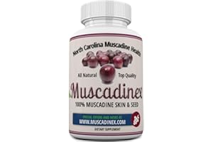 MUSCADINEX Muscadine Plus BioPerine For Extra Bioavailability. Muscadine Skins + Seed for Resveratrol, Ellagic Acid and Quercetin. 60x 650mg Vegetarian Capsules. Non GMO. Made in USA. North Carolina Fruit.