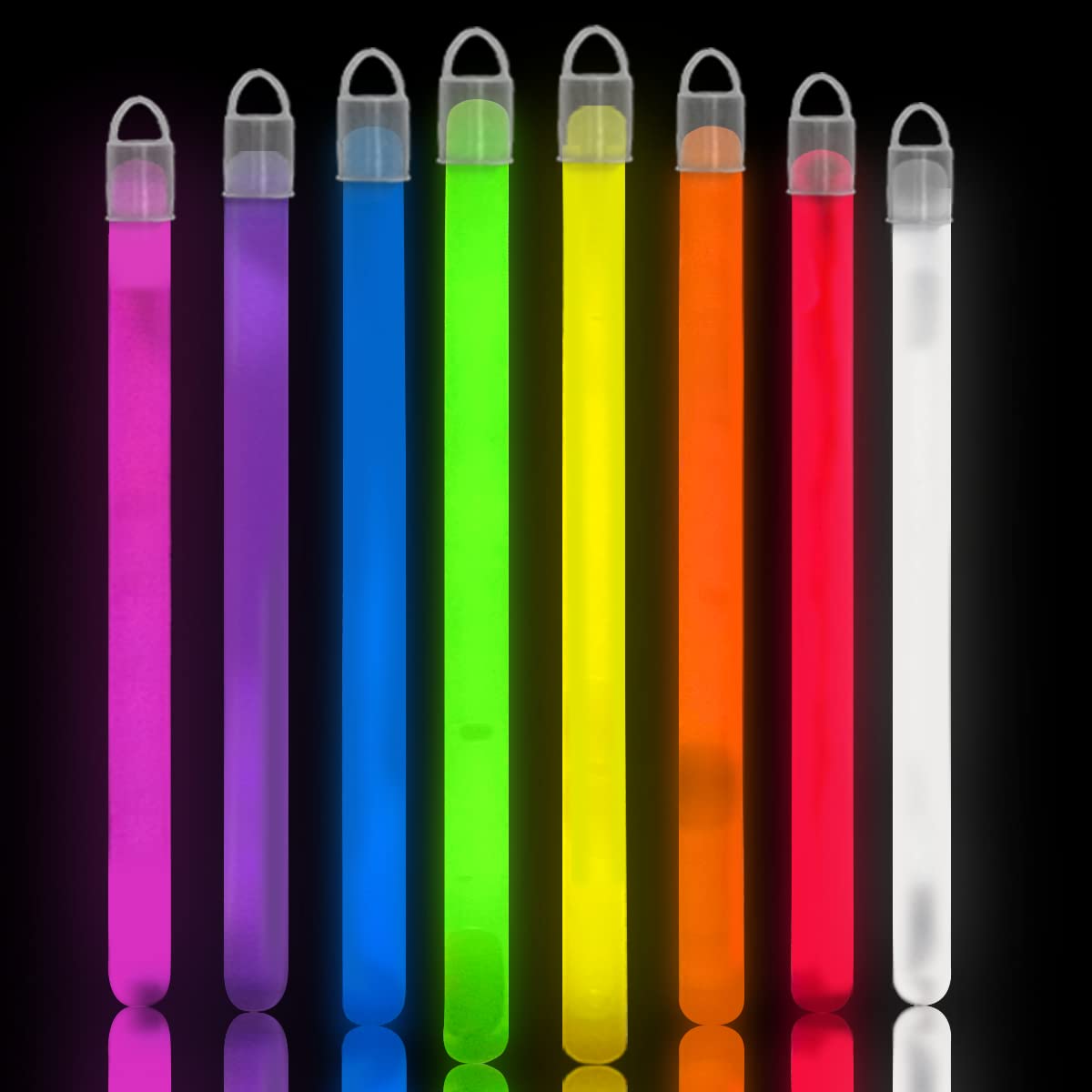 Large Glow Sticks Party Packs 8 Inch - 16 Pcs UV Non Toxic Glow in The Dark Party Favours in 8 Colours - Neon Lights Party Supplies, Birthdays, Weddings, Pool Parties - BIGGER Size BRIGHTER Glow