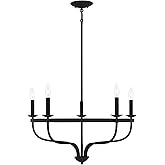TRADE WINDS LIGHTING 5-Light Chandelier in Mid-Century Modern Style - 14.5 Inches Tall and 26.63 Inches Wide - Matte Black Fi