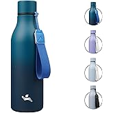 Insulated Water Bottle with Strap,18 oz Double Wall Stainless Steel Vacuum Bottles Metal Water Flask,Indigo Black