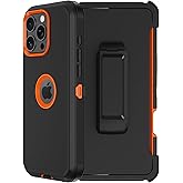 RubCase for iPhone 16 Pro Max Phone Case,Military Grade Drop Protection Cell Phone Cover with Belt Clip Holster Stand,Screen Protector x2 Rugged Kickstand for iPhone 16 Pro Max Case 6.9” (Orange)
