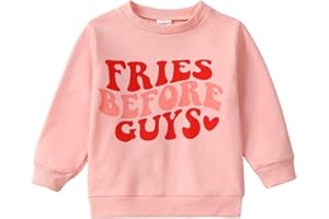 Lesimsam Toddler Baby Boy Girl Valentines Outfit Crewneck Sweatshirt Letter Print Long Sleeve Pullover T-Shirt Tops