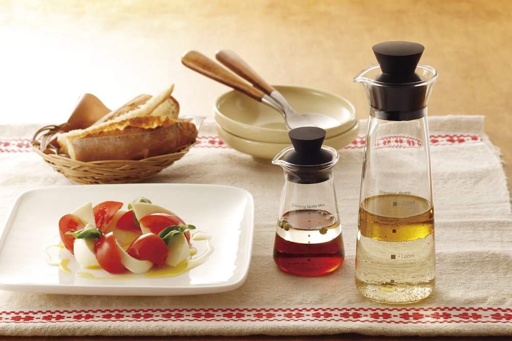 iwaki KT5013-BK Heat Resistant Glass Dressing Bottle, Black, Mini