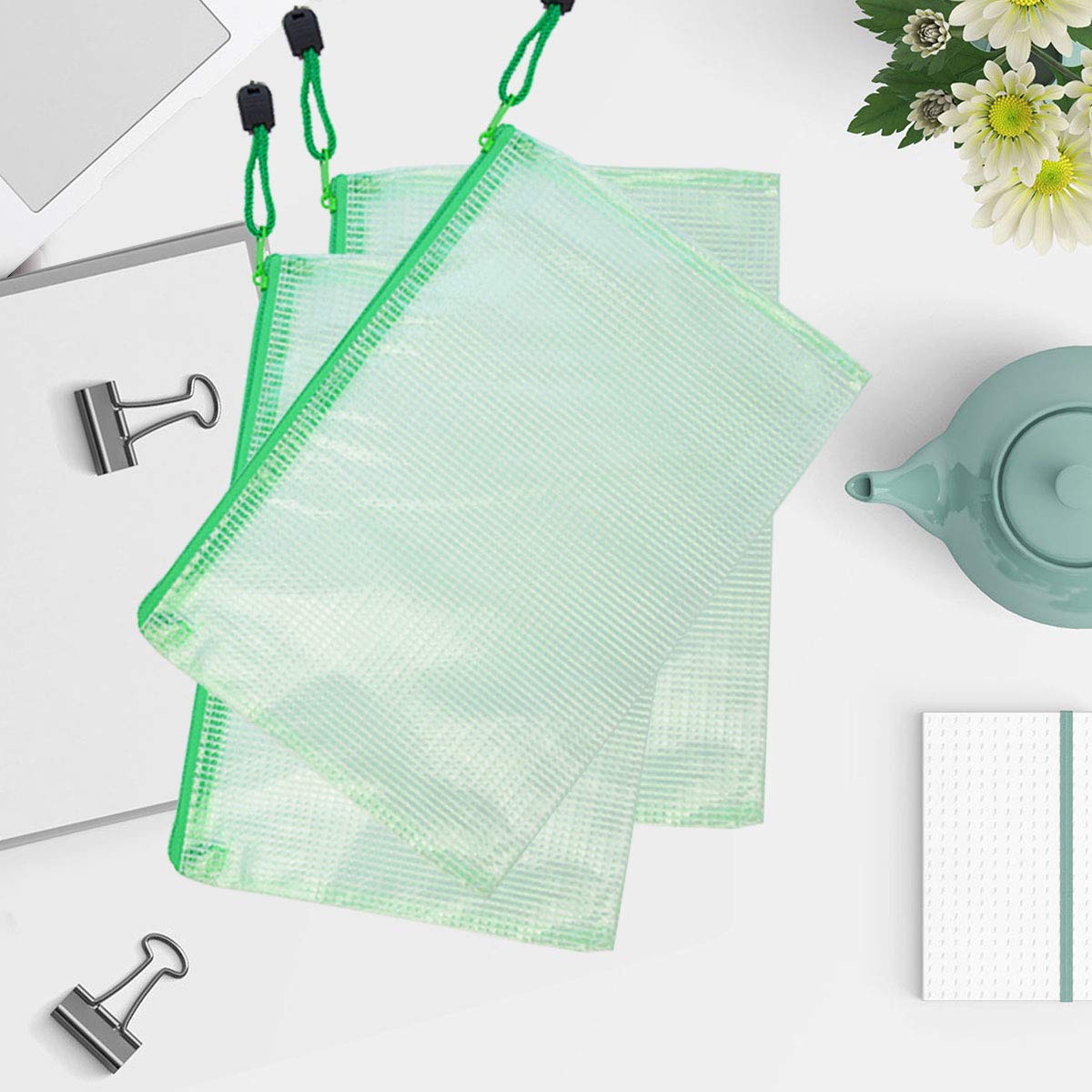 Lystaii 15pcs A4 Plastic Wallet Zip File Bags Waterproof PVC Document Bags Filing Folder for Offices School Supplies 5 Colors