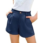 Haloumoning Girls Shorts Kids Summer Elastic Waist Wide Leg Casual Uniform Shorts with Pockets 5-14 Years