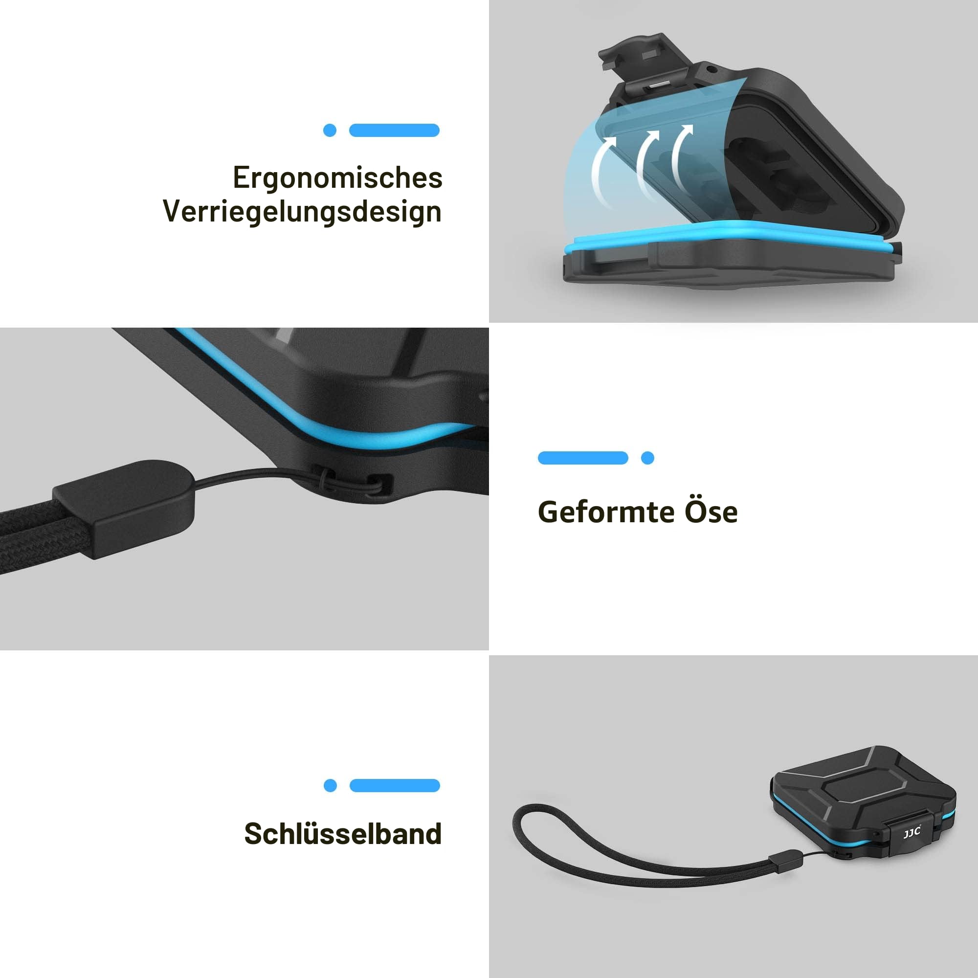 JJC Speicherkarten Hülle Schlanker Halter für 4 SD SDXC SDHC und 8 Micro SD Micro SDXC Micro SDHC TF Karten, Wasserbeständiger Stoßfest Tragbare SD Card Aufbewahrungsbox Organizer 3