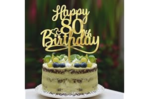 Sleyberoy Acrylic Happy 80th Birthday Cake Topper- Hello 80,Cheers to 80 Years,80th Anniversary/Birthday Party、 men and women Happy eighty Birthday Selected cake decoration (80th)