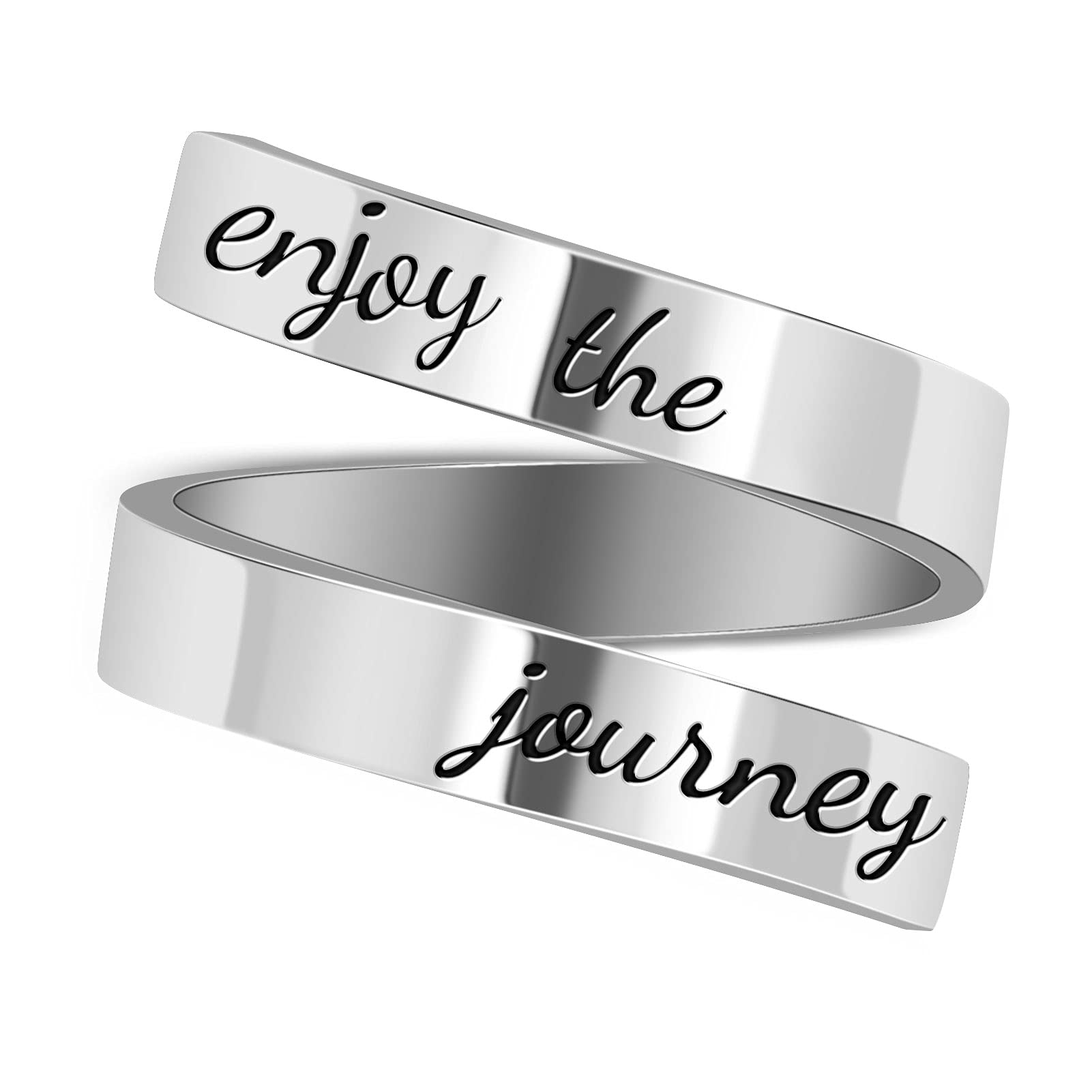 LucBuy Stainless Steel Keep Going Engraved Inspirational Gifts Adjustable Rings Jewelry for Women