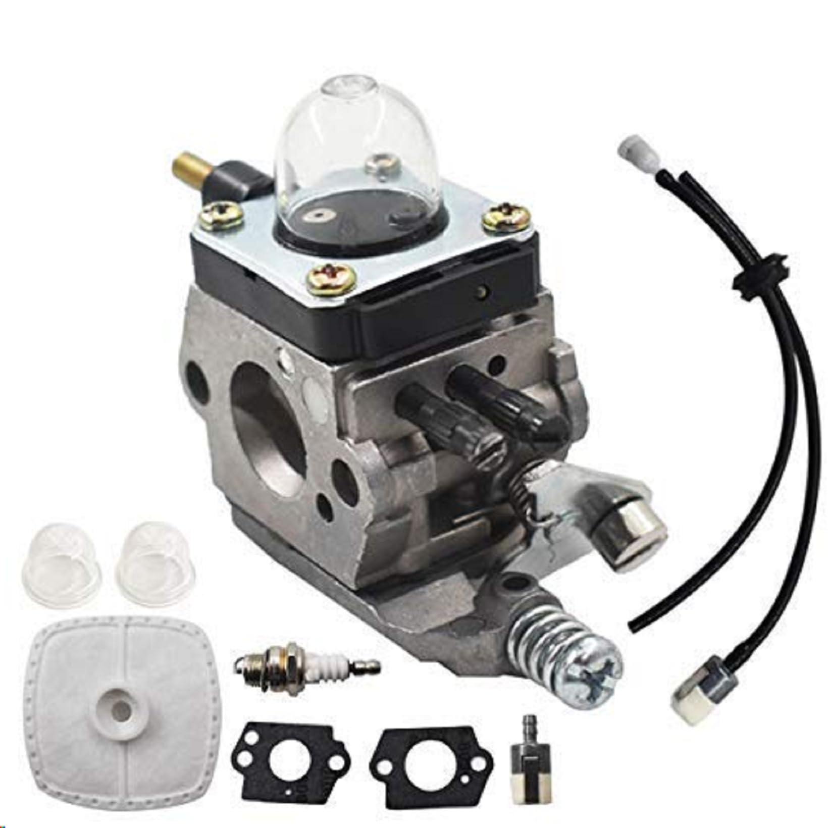 Apriciter Carburetor with Fuel Line Kit A021001090 Fit for Mantis Tiller 7222 7225 SV-5C/2 C1U-K82
