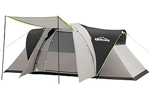 LOYEAHCAMP 8 Person Larger Extended Dome Camping Tent with 3 Rooms, Waterproof Semi-Freestanding Family Outdoor Tent with Spacious Interior and Mesh Windows