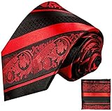 Red and Black Silk Tie and Pocket Square Paul Malone Red Line