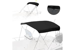 Cerumute 4 Bow Bimini Top Replacement Canvas with Stern Light Hole and Storage Boot, 900D Heavy Duty Waterproof Bimini Top Canvas Only Without Frame, 8'L 73"-78" W Black