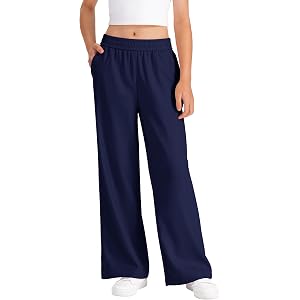 NUMYEAN Girls Uniform Pants Wide Leg Dress Pants Casual Flowy 6-14 Years | Elastic Waist