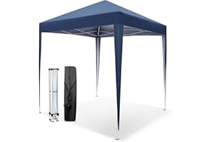 VINGLI 6.5x6.5 Pop Up Canopy Tent, Outdoor Tent Canopies Foldable Portable Canopies for Camping, Patio, Parties, EZ Up Gazebo Canopy with Carry Bag (Blue)