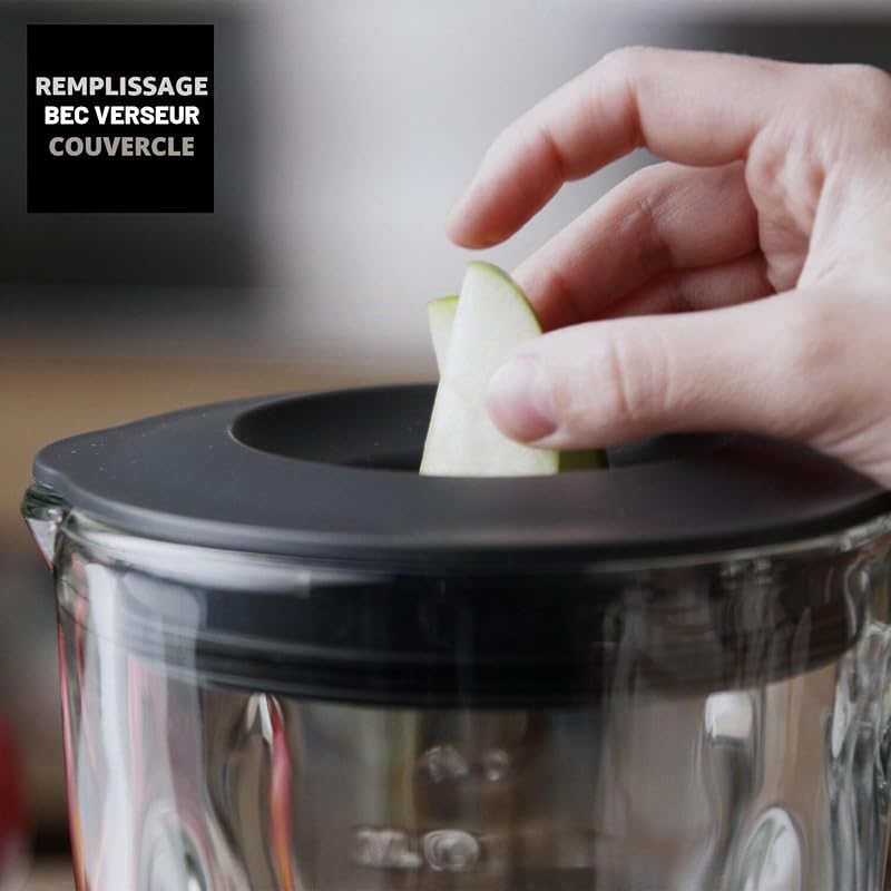 Optima Easy Mixeur en verre 1 500 W avec bol en Tritan 1,5 l 2 vitesses + Turbo Lames à 4 tranchants Processeur alimentaire professionnel Blender mixeur smoothies et smoothies