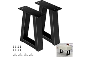 Rioychan 12 Inch Trapezoid Metal Table Legs, DIY Furniture Legs for Coffee Table, Bench Stool Feets Cabinet Chairs Feet Set of 2, Including Screws and Adjustable Feet Pads, Black