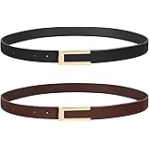 SUOSDEY Women Skinny Leather Belts for Dress Jeans Belt for Women with Gold Buckle，Width 0.9"