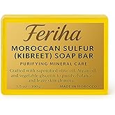 FERIHA Moroccan Sulfur Glycerin Soap Bar — Handmade, Clarifying Cleanser for Oily/Combination Skin, 3.5 oz
