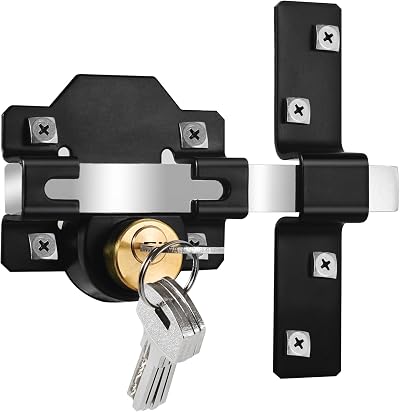 JVSURF Long Throw Gate Lock 50mm Stainless Steel Rimlock Double Locking 5 Keys