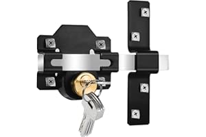 FUNTELL Barn Door Lock, Fence Gate Latch, 2.75 Inch, Double Sided Gate Latch, Shed Door Lock for Wooden Vinyl Metal Gate, Suitable for Right & Left Door, 5 Keys