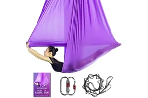 SYCYKA Aerial Yoga Hammock L:5M W:2.8M 5.5 Yards Aerial Pilates Silk Yoga Swing Set with 2000 Ibs Load Include Daisy Chain, Pose Guide