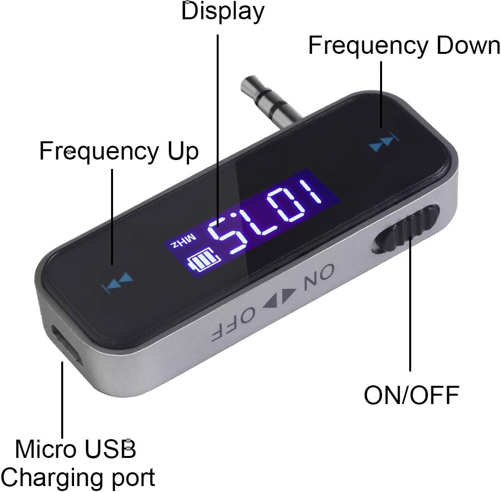 Beinhome FM Transmitter Audio Adapter Car Kit, Wireless in-Car Radio Transmitter Built-in 3.5mm Aux Port for Car iPhone 6s 5 SE iPod iPad Smart Phones MP3 MP4 Audio Players: MP3 Players & Accessories