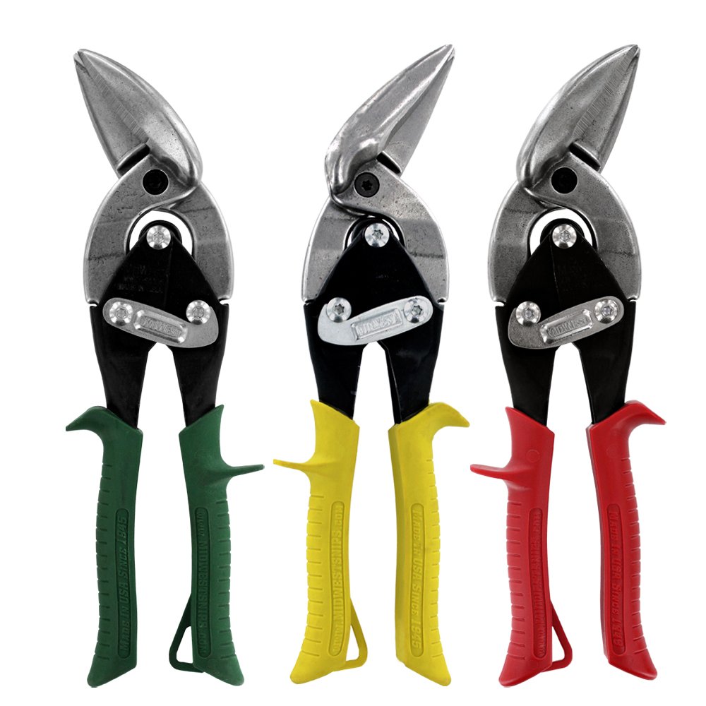 MIDWEST Aviation Snip Set Left, Right and Straight Cut Offset Tin Cutting Shears with