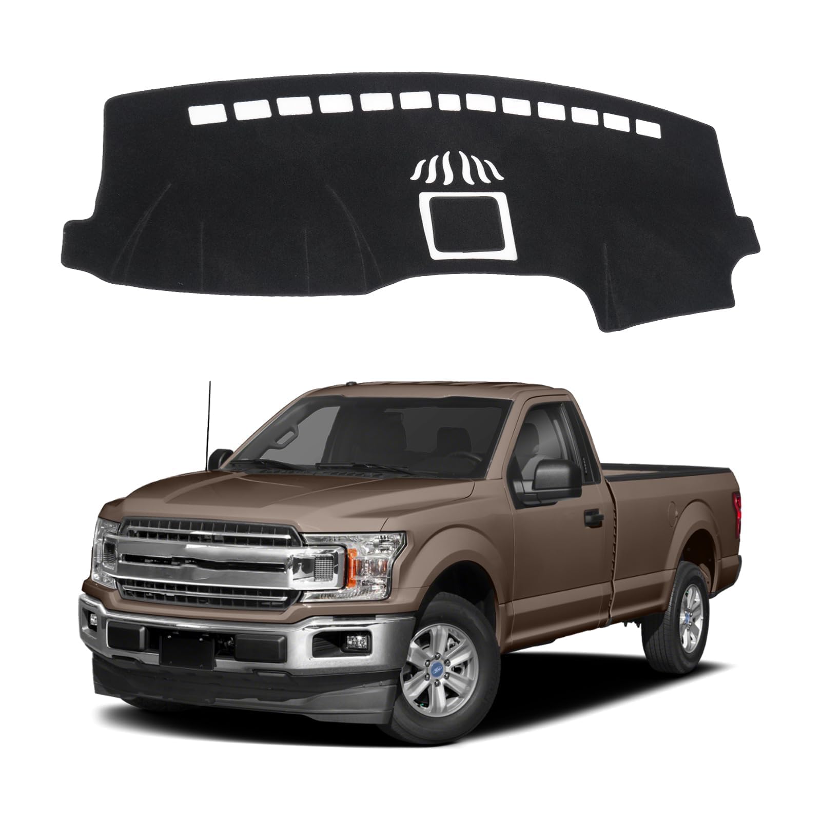 Photo 1 of KUST Dash Cover for Ford F-150 2015-2020 (Without HUD)(Not fits for 2018 F150 Dashboard Without Speaker in Center Bin) Non-Slip Interior Accessories for Ford F-150 F150 No Glare Black