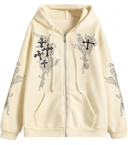 Tyadorw Gothic Spider Graphic Hoodies Y2K Goth Oversized Zip Up
