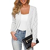 Plusashion Women's Cardigan Sweaters Lightweight Open Front Long Sleeve Hollow Out (S-2X)