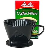 Coffee Pour Over Single Cup Ceramic Brewer Coffee Maker by Simply Charmed (Black)