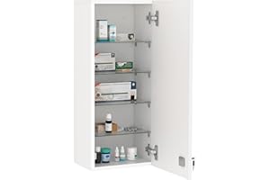 kleankin Wall Mounted Medicine Cabinet, 5-Tier Lockable Emergency Box with 2 Keys, First Aid Unit with Adjustable Shelves for