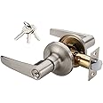 1 Pack of MANREN Lever Keyed Entry Door Lever Handle Lock, Universal Door Knob Hardware,Nickel Brushed Color (MR802ET)