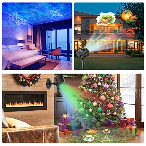 Elec3 Ocean Wave Christmas Projector Lights,16 Slides 2 In 1 Moving Pattern Projection lights Landscape Lights Waterproof Outdoor Indoor for Holidays Halloween Parties Decoration