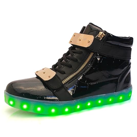 O&N LED Schuh USB Aufladen 7 Farbe Leuchtend SportSchuhe Sneakers High-Top Turnschuhe fuer Unisex-Erwachsene Herren Damen Kin
