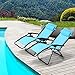 Ollieroo 2-Pack Blue Zero Gravity Lounge Chair with Pillow and Utility Tray Adjustable Folding Recliner Outdoor Patio Chair