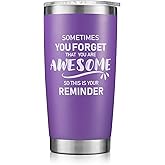 NOWWISH Inspirational 20oz Purple Tumbler, Sometimes You Forget You're Awesome Stocking Stuffer for Women, Unique Christmas Birthday Gifts for Her, Mom, Daughter, Wife