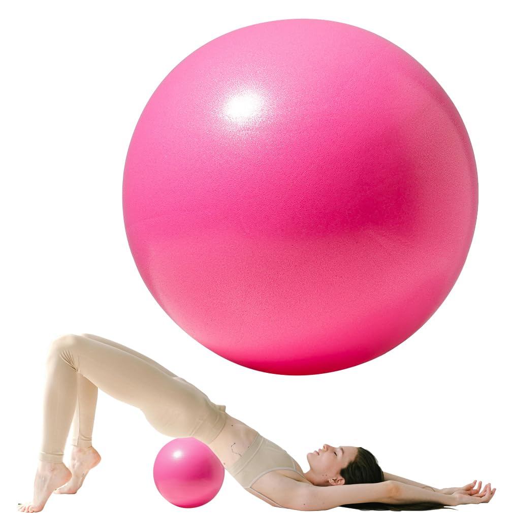 25cm Soft Pilates Ball - 9.8 Inch Exercise, Mini Barre, Gym Ball Inflatable Straw For Easy Inflation - Perfect for Yoga, Pilates, Core Training, Physical Therapy and Balance (Home & Gym & Office)