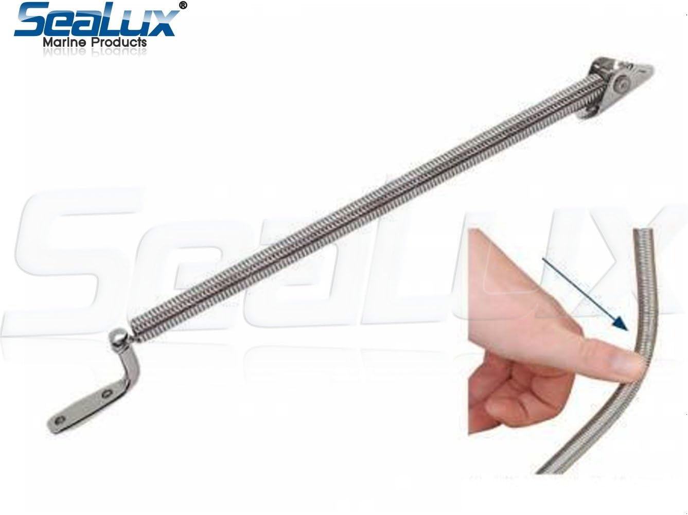 SeaLux Marine 10-1/4" x 9/16" Hatch Support Spring Holder Stainless Steel Includes Fork U-Bolt and L Shape Plate (Large) for Lid, Door, Cover, Cabinet, Window.